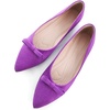 image:imageHee grand Bowknot Pointed Toe Ballet Flats for Women Comfort SlipOn Work Flats Suede Solid Dress ShoesPurple