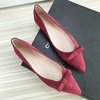 image:imageHee grand Bowknot Pointed Toe Ballet Flats for Women Comfort SlipOn Work Flats Suede Solid Dress ShoesWine Red
