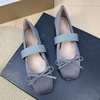 image:imageHee grand Bowknot Square Toe Elastic Strap Ballet Shoes for Women Dressy Mary Jane Flat Shoes819grey