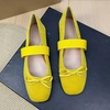 image:imageHee grand Bowknot Square Toe Elastic Strap Ballet Shoes for Women Dressy Mary Jane Flat Shoes819lemon Yellow