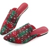image:imageHee grand Christmas Shoes for Women Pointed Toe Plaid Snowflake Flat Shoes Comfortable Slip on Flats RedGreen Shoes for Christmas039christmas Red