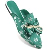 image:imageHee grand Christmas Shoes for Women Pointed Toe Plaid Snowflake Flat Shoes Comfortable Slip on Flats RedGreen Shoes for Christmas040christmas Green