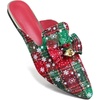 image:imageHee grand Christmas Shoes for Women Pointed Toe Plaid Snowflake Flat Shoes Comfortable Slip on Flats RedGreen Shoes for Christmas041christmas Red