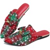 image:imageHee grand Christmas Shoes for Women Pointed Toe Plaid Snowflake Flat Shoes Comfortable Slip on Flats RedGreen Shoes for Christmas041christmas Red