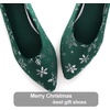 image:imageHee grand Christmas Shoes for Women Pointed Toe Plaid Snowflake Flat Shoes Comfortable Slip on Flats RedGreen Shoes for Christmas335christmas Green