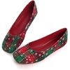 image:imageHee grand Christmas Shoes for Women Pointed Toe Plaid Snowflake Flat Shoes Comfortable Slip on Flats RedGreen Shoes for Christmas480christmas Red