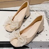 image:imageHee grand Cute Pearl Bowknot Heels for Women Comfy Square Toe Chunky Block Low Heel Office Work Pumps Fashion Glitter Heeled Shoes164apricot