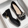 image:imageHee grand Cute Pearl Bowknot Heels for Women Comfy Square Toe Chunky Block Low Heel Office Work Pumps Fashion Glitter Heeled Shoes164black