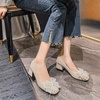 image:imageHee grand Cute Pearl Bowknot Heels for Women Comfy Square Toe Chunky Block Low Heel Office Work Pumps Fashion Glitter Heeled Shoes173apricot