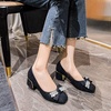 image:imageHee grand Cute Pearl Bowknot Heels for Women Comfy Square Toe Chunky Block Low Heel Office Work Pumps Fashion Glitter Heeled Shoes174black