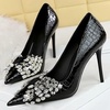 image:imageHee grand Fashion Party Stiletto Heels Sparkling Rhinestone Bowknot Pointy Toe Wedding Party Dress Shoes Super High HeelsBlack