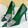 image:imageHee grand Fashion Party Stiletto Heels Sparkling Rhinestone Bowknot Pointy Toe Wedding Party Dress Shoes Super High HeelsGreen