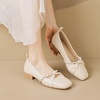 image:imageHee grand Fashion Womens Low Heel Pumps Square Toe Sparkling Rhinestone Beaded Comfort Block Chunky Heel Dress Shoes501apricot