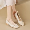 image:imageHee grand Fashion Womens Low Heel Pumps Square Toe Sparkling Rhinestone Beaded Comfort Block Chunky Heel Dress Shoes503apricot