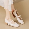 image:imageHee grand Fashion Womens Low Heel Pumps Square Toe Sparkling Rhinestone Beaded Comfort Block Chunky Heel Dress Shoes504apricot