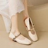 image:imageHee grand Fashion Womens Low Heel Pumps Square Toe Sparkling Rhinestone Beaded Comfort Block Chunky Heel Dress Shoes505apricot