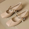 image:imageHee grand Fashion Womens Low Heel Pumps Square Toe Sparkling Rhinestone Beaded Comfort Block Chunky Heel Dress Shoes505khaki