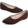 image:imageHee grand Flats for Women Classic Solid Pointed Toe Ballet Shoes Suede Dress Shoes Casual Comfort SlipOn Loafers LightweightBrown