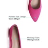image:imageHee grand Flats for Women Classic Solid Pointed Toe Ballet Shoes Suede Dress Shoes Casual Comfort SlipOn Loafers LightweightRose Red