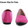 image:imageHee grand Flats for Women Classic Solid Pointed Toe Ballet Shoes Suede Dress Shoes Casual Comfort SlipOn Loafers LightweightRose Red