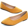 image:imageHee grand Flats for Women Classic Solid Pointed Toe Ballet Shoes Suede Dress Shoes Casual Comfort SlipOn Loafers LightweightYellow