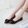 image:imageHee grand Foldable Flats for Women Bowknot Pointed Toe Ballet Shoes Patent Leather Dress Shoes Slip On LoafersBlack