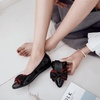 image:imageHee grand Foldable Flats for Women Bowknot Pointed Toe Ballet Shoes Patent Leather Dress Shoes Slip On LoafersBlack