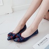 image:imageHee grand Foldable Flats for Women Bowknot Pointed Toe Ballet Shoes Patent Leather Dress Shoes Slip On LoafersSapphire