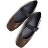 image:imageHee grand Leather Flats for Women Comfortable Square Toe Mary Jane Shoes Elastic Strap Flats Lightweight Walking Shoes491brown