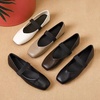 image:imageHee grand Leather Flats for Women Comfortable Square Toe Mary Jane Shoes Elastic Strap Flats Lightweight Walking Shoes491khaki