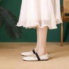 image:imageHee grand Leather Flats for Women Comfortable Square Toe Mary Jane Shoes Elastic Strap Flats Lightweight Walking Shoes491white