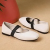 image:imageHee grand Leather Flats for Women Comfortable Square Toe Mary Jane Shoes Elastic Strap Flats Lightweight Walking Shoes491white