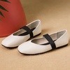 image:imageHee grand Leather Flats for Women Comfortable Square Toe Mary Jane Shoes Elastic Strap Flats Lightweight Walking Shoes491white