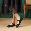 image:imageHee grand Leather Flats for Women Comfortable Square Toe Mary Jane Shoes Elastic Strap Flats Lightweight Walking Shoes492black