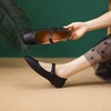 image:imageHee grand Leather Flats for Women Comfortable Square Toe Mary Jane Shoes Elastic Strap Flats Lightweight Walking Shoes492black