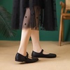image:imageHee grand Leather Flats for Women Comfortable Square Toe Mary Jane Shoes Elastic Strap Flats Lightweight Walking Shoes492black