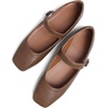 image:imageHee grand Leather Flats for Women Comfortable Square Toe Mary Jane Shoes Elastic Strap Flats Lightweight Walking Shoes492brown
