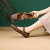 image:imageHee grand Leather Flats for Women Comfortable Square Toe Mary Jane Shoes Elastic Strap Flats Lightweight Walking Shoes492brown