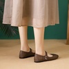 image:imageHee grand Leather Flats for Women Comfortable Square Toe Mary Jane Shoes Elastic Strap Flats Lightweight Walking Shoes492brown