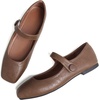 image:imageHee grand Leather Flats for Women Comfortable Square Toe Mary Jane Shoes Elastic Strap Flats Lightweight Walking Shoes492brown