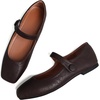 image:imageHee grand Leather Flats for Women Comfortable Square Toe Mary Jane Shoes Elastic Strap Flats Lightweight Walking Shoes492dark Brown