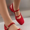 image:imageHee grand Mary Jane Chunky Heels for Women Dressy Closed Square Toe Ankle Buckles Block Heels Comfortable Suede Low Heel Office Work Pumps Slingback Sandals194red