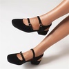 image:imageHee grand Mary Jane Chunky Heels for Women Dressy Closed Square Toe Ankle Buckles Block Heels Comfortable Suede Low Heel Office Work Pumps Slingback Sandals194black