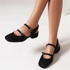image:imageHee grand Mary Jane Chunky Heels for Women Dressy Closed Square Toe Ankle Buckles Block Heels Comfortable Suede Low Heel Office Work Pumps Slingback Sandals194black