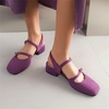 image:imageHee grand Mary Jane Chunky Heels for Women Dressy Closed Square Toe Ankle Buckles Block Heels Comfortable Suede Low Heel Office Work Pumps Slingback Sandals194purple