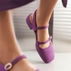 image:imageHee grand Mary Jane Chunky Heels for Women Dressy Closed Square Toe Ankle Buckles Block Heels Comfortable Suede Low Heel Office Work Pumps Slingback Sandals194purple