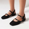 image:imageHee grand Mary Jane Chunky Heels for Women Dressy Closed Square Toe Ankle Buckles Block Heels Comfortable Suede Low Heel Office Work Pumps Slingback Sandals194black