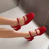 image:imageHee grand Mary Jane Chunky Heels for Women Dressy Closed Square Toe Ankle Buckles Block Heels Comfortable Suede Low Heel Office Work Pumps Slingback Sandals194red