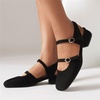 image:imageHee grand Mary Jane Chunky Heels for Women Dressy Closed Square Toe Ankle Buckles Block Heels Comfortable Suede Low Heel Office Work Pumps Slingback Sandals194black
