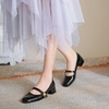 image:imageHee grand Mary Jane Chunky Heels for Women Shiny Patent Leather Dress Shoes Square Toe Block Heels Comfortable Mid Heel Work Pumps184black